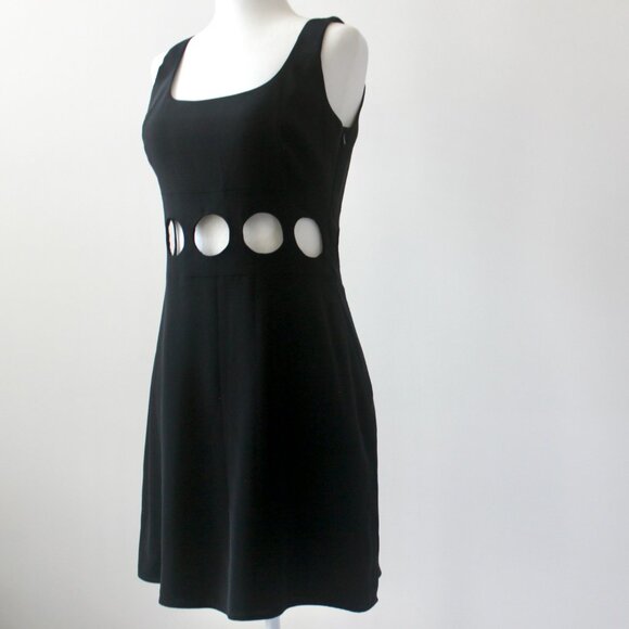 Niteline Della Roufogali Vintage Black Cutout Sleeveless Mini Dress 4 - Picture 3 of 7